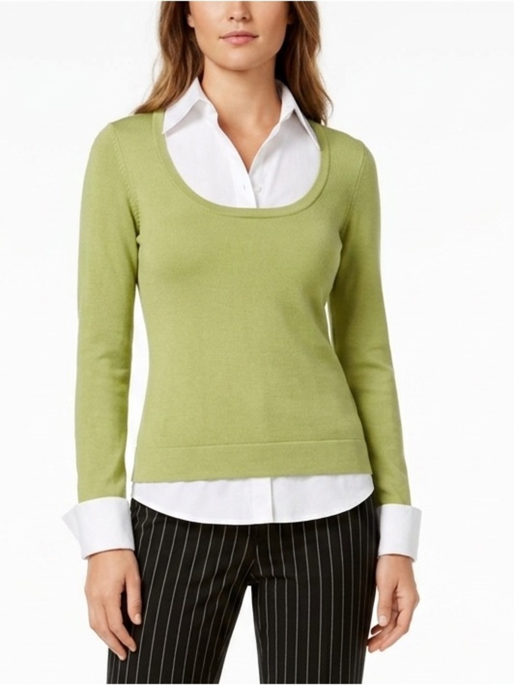 INC INTERNATIONAL CONCEPTS Sweater Shirt Wheatgrass Citrine Silk PS SP NWT $69